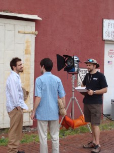 Chris Hansen (right) directing actors Andrew David (middle) and Matthew Brumlow (left)