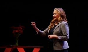 Baylor Professor Sarah-Jane Murray speaks to a rapt audience at TedX in Santa Cruz, CA, earlier this year