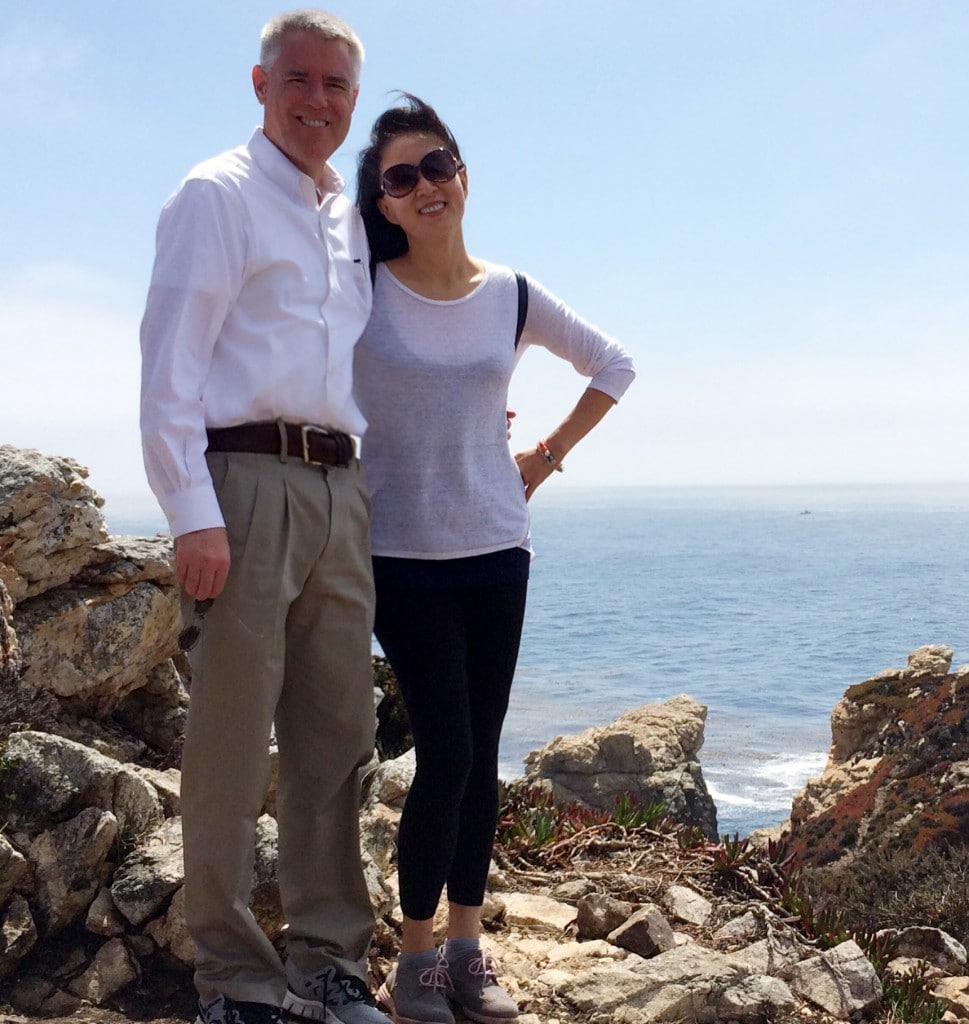 SMU Provost Steven Currall with his wife, Dr. Cheyenne Currall, on the beach overlooking Big Sur in California.